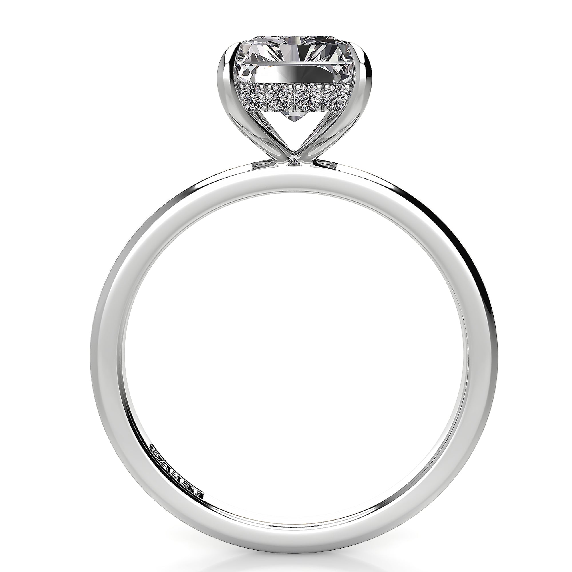 Solitaire Radiant Hidden Halo Engagement Ring