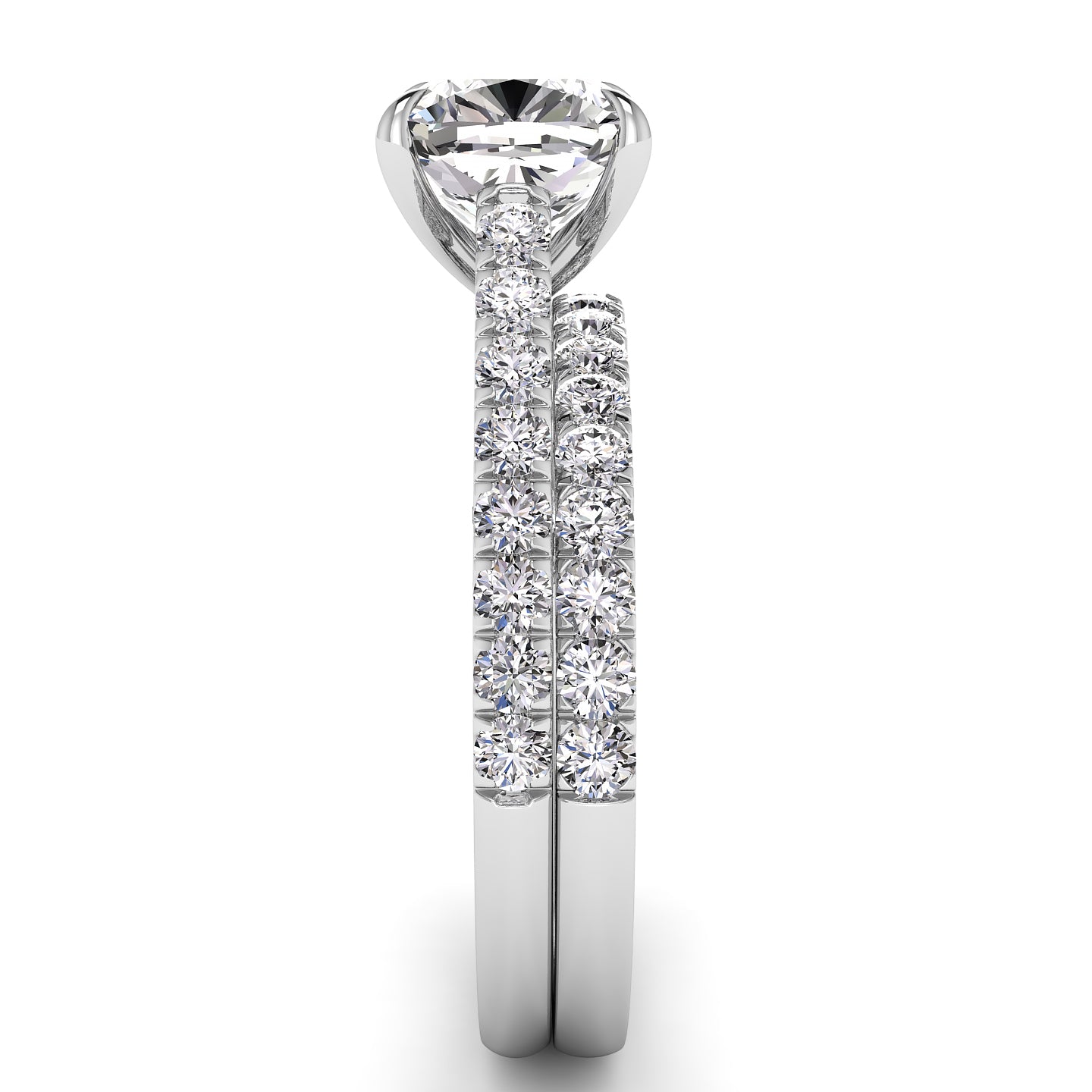 Three Sided Cushion Diamond Engagement Ring Set 1.36ct