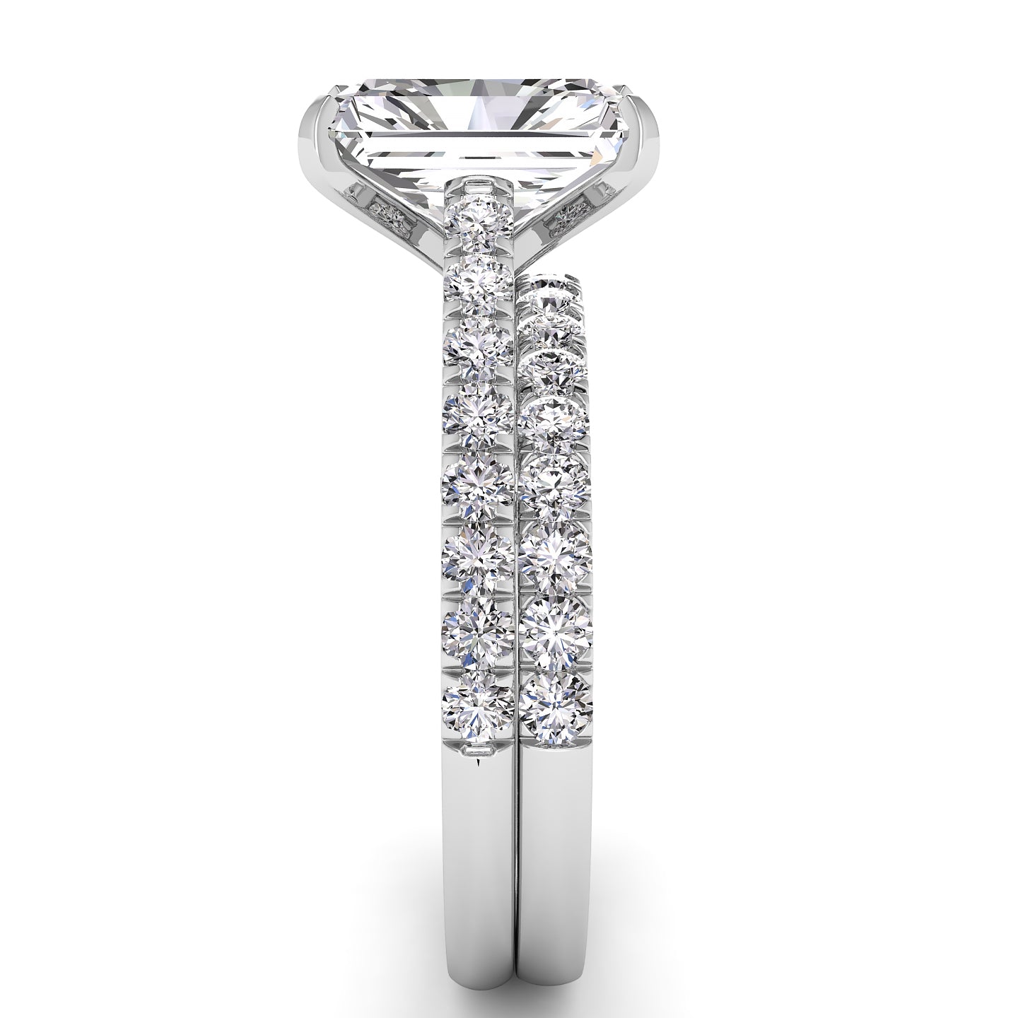 Three Sided Radiant Diamond Engagement Ring Set 1.36ct