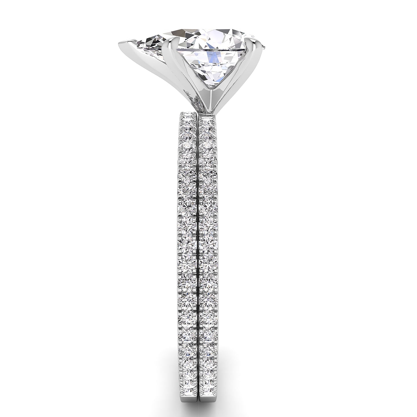 Solitaire Pear Diamond Engagement Ring Set