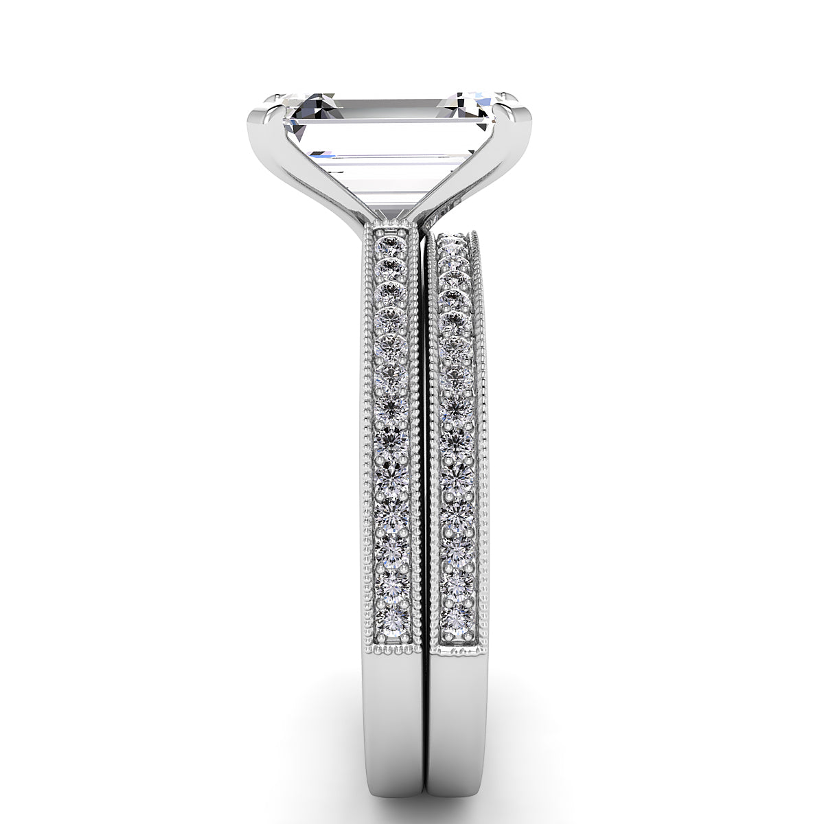 Emerald Diamond Engagement Ring Set .21ct