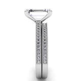 Emerald Diamond Engagement Ring Set .21ct