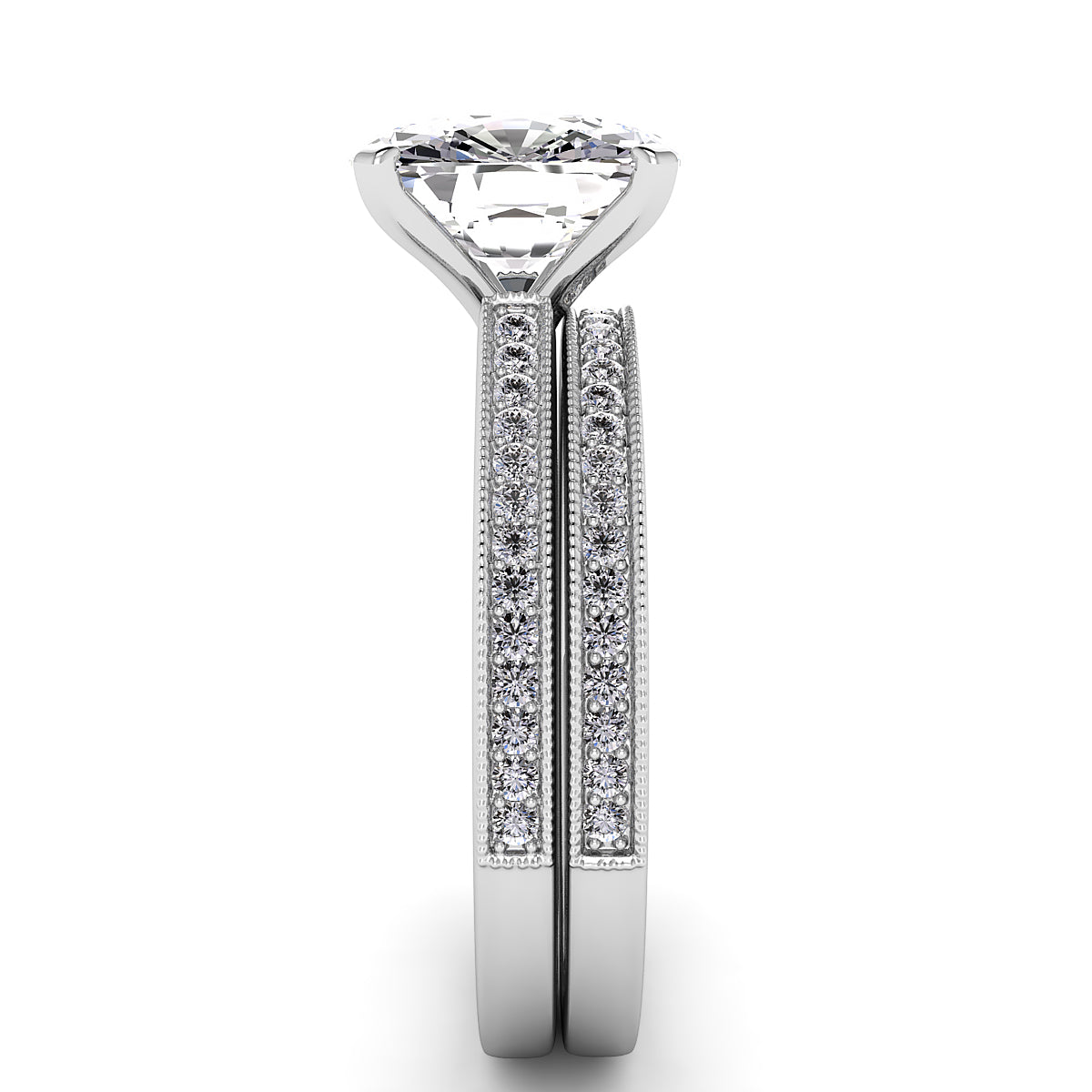 Long Cushion Diamond Engagement Ring Setting .21cts