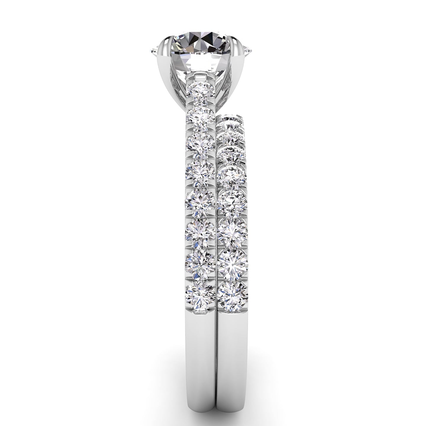 Three Sided Round Diamond Engagement Ring Set 1.36ct