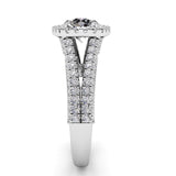 Split Shank Round Diamond Halo Engagement Ring 1.05ct