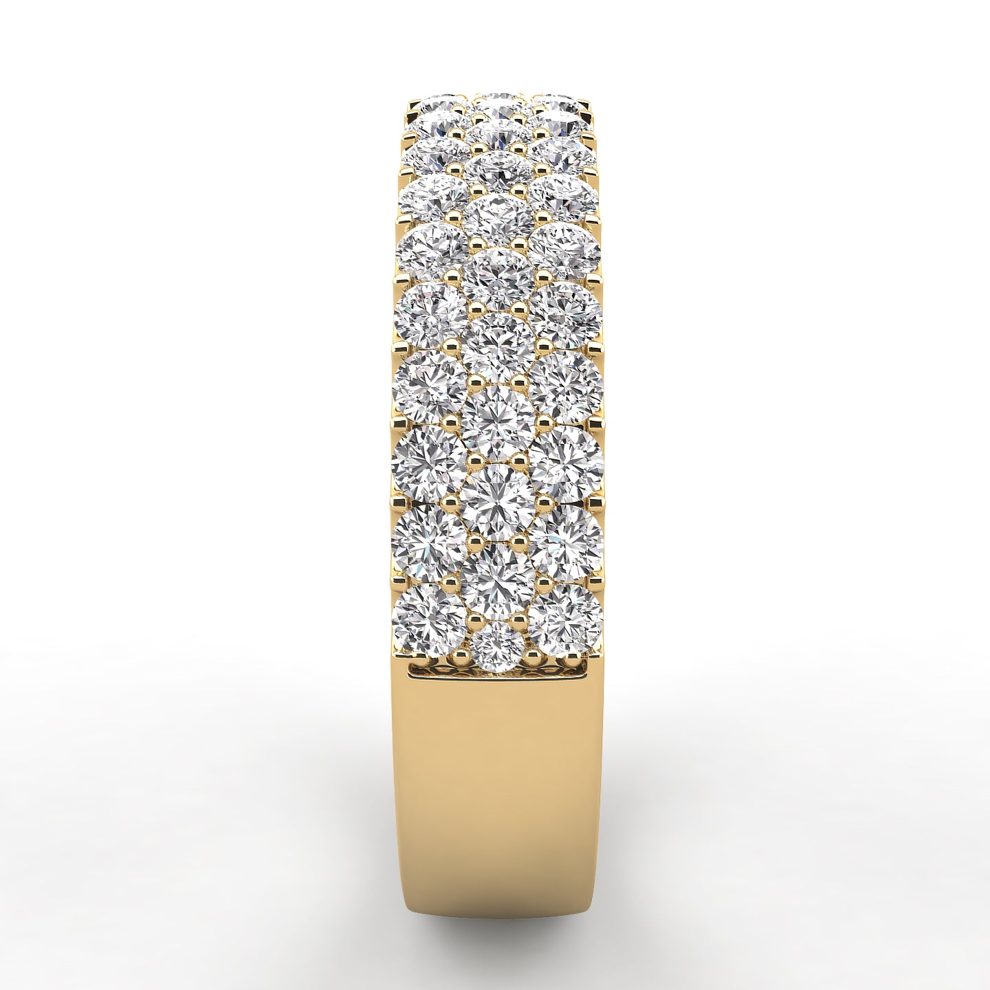 Pave Three Row Diamond Wedding Band 0.75ct