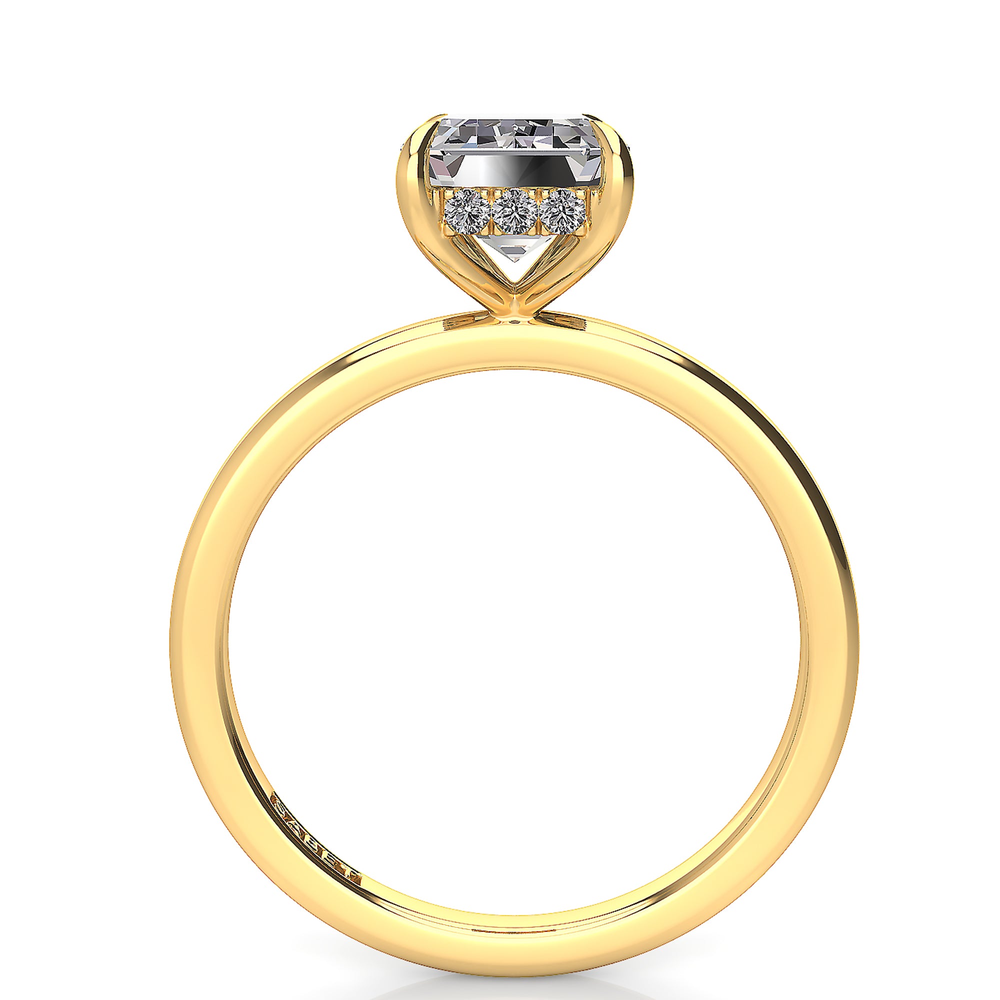 Solitaire Emerald Hidden Halo Engagement Ring