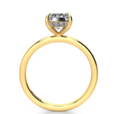 Solitaire Emerald Hidden Halo Engagement Ring