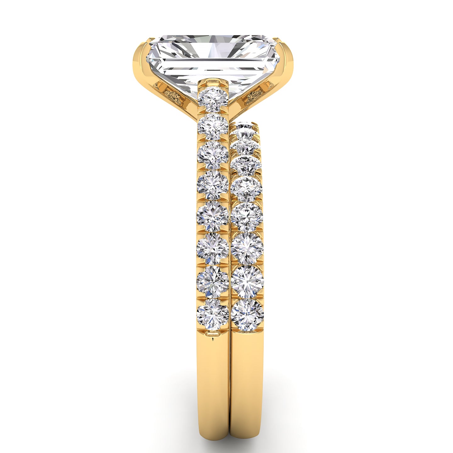 Three Sided Radiant Diamond Engagement Ring Set 1.36ct