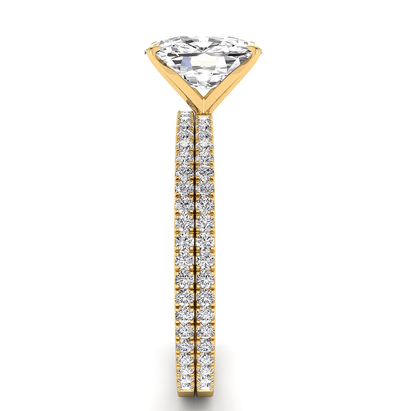 Solitaire Cushion Diamond Engagement Ring Set