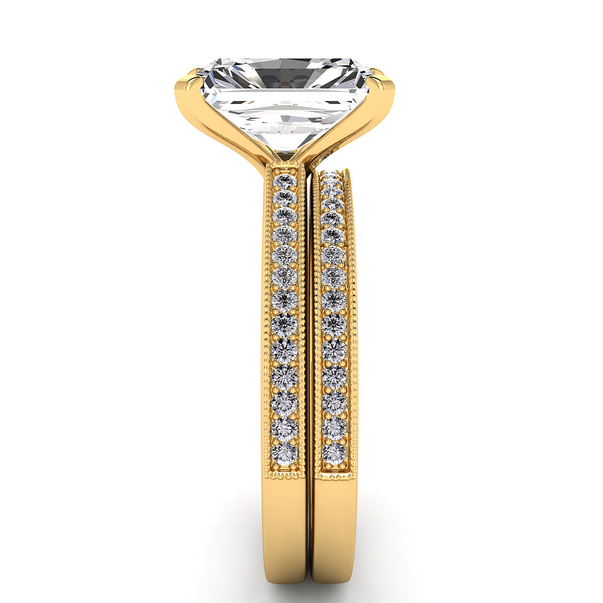 Radiant Diamond Engagement Ring Set