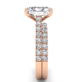 Three Sided Pave Radiant Diamond Engagement Ring Set 1.33ct