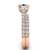 Three Sided Pave Cushion Diamond Engagement Ring Set 1.33ct