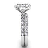 Three Sided Pave Radiant Diamond Engagement Ring Set 1.33ct