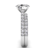 Three Sided Pave Oval Diamond Engagement Ring Set 1.33ct