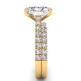 Three Sided Pave Radiant Diamond Engagement Ring Set 1.33ct