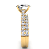 Three Sided Pave Oval Diamond Engagement Ring Set 1.33ct