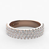 Pave Three Row Diamond Wedding Band 0.75ct