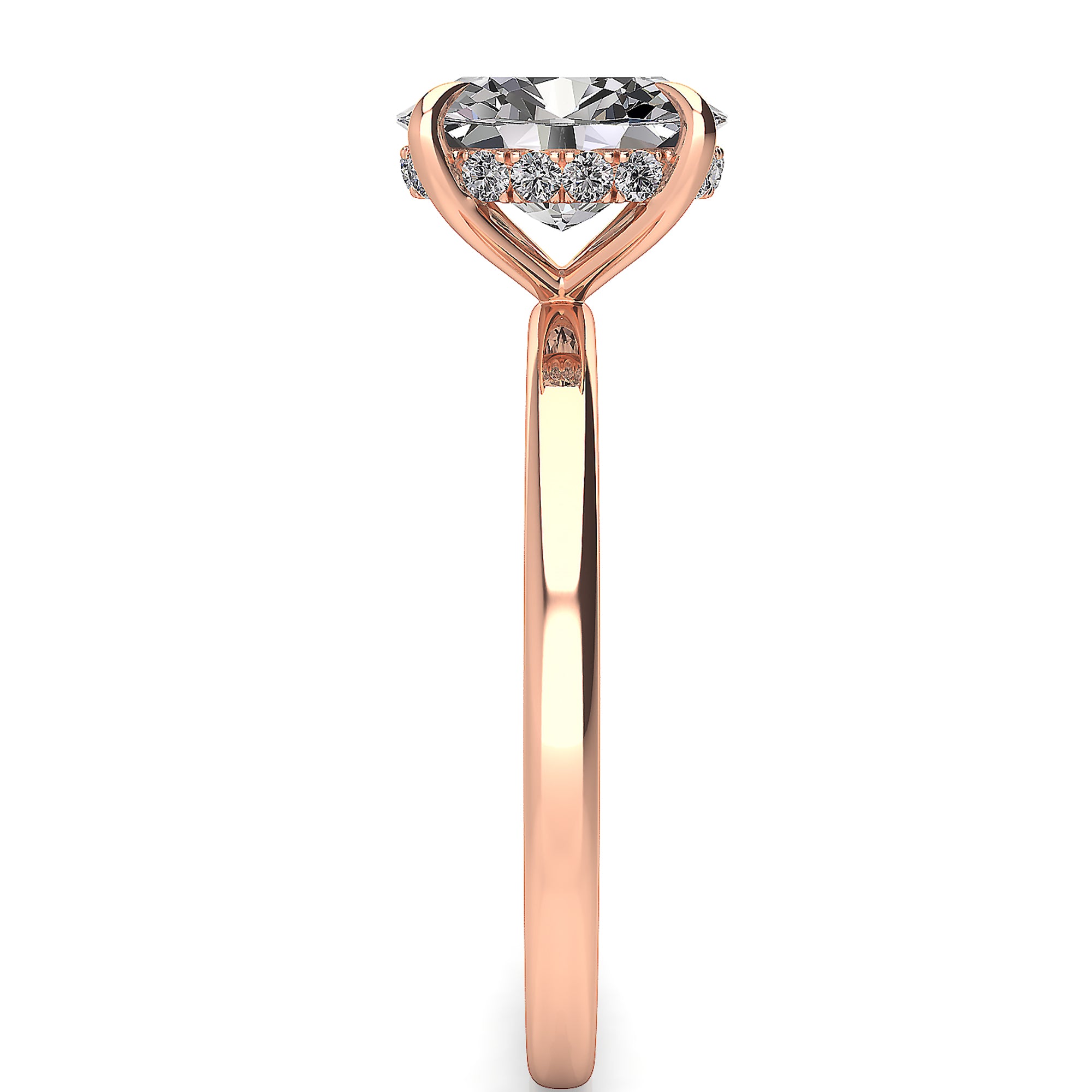 Solitaire Oval Hidden Halo Engagement Ring