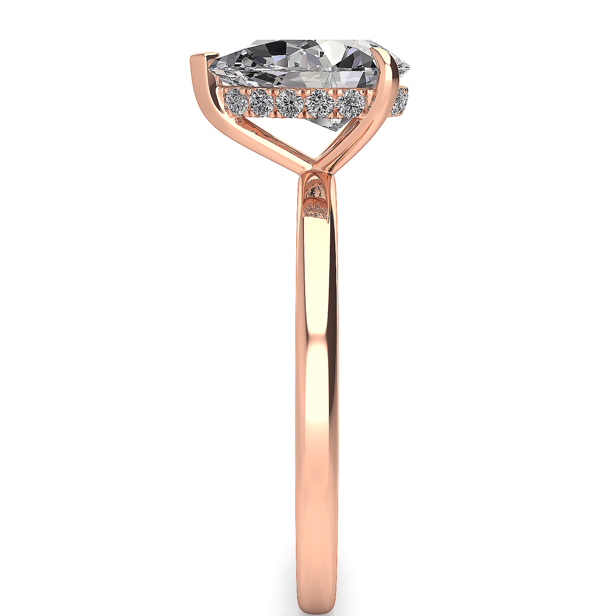 Solitaire Pear Shape Hidden Halo Engagement Ring