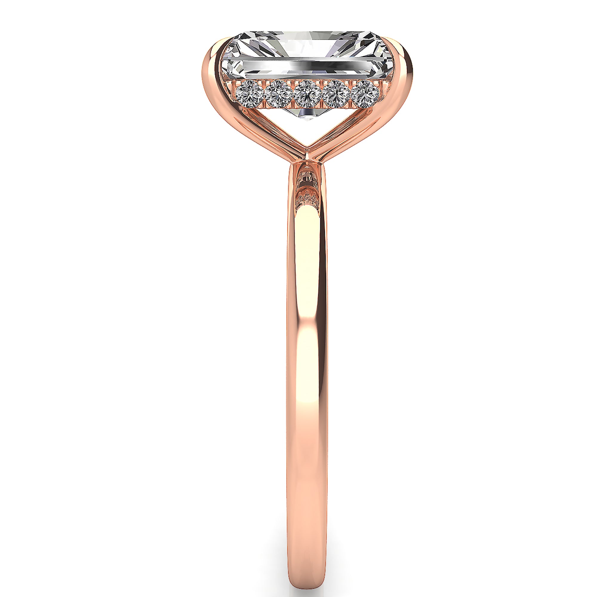 Solitaire Radiant Hidden Halo Engagement Ring