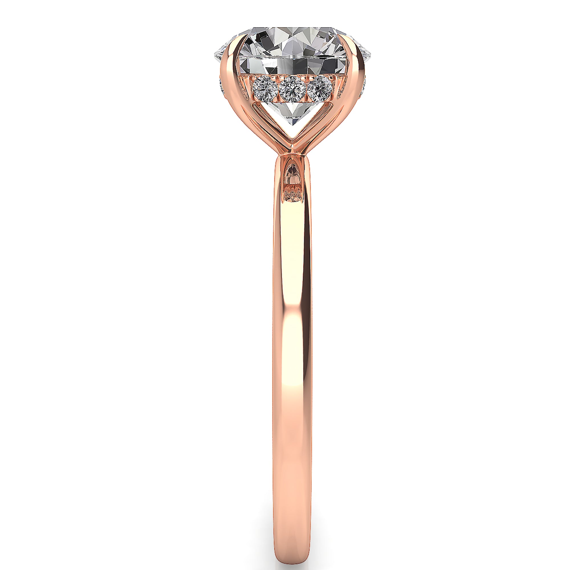 Solitaire Round Hidden Halo Engagement Ring