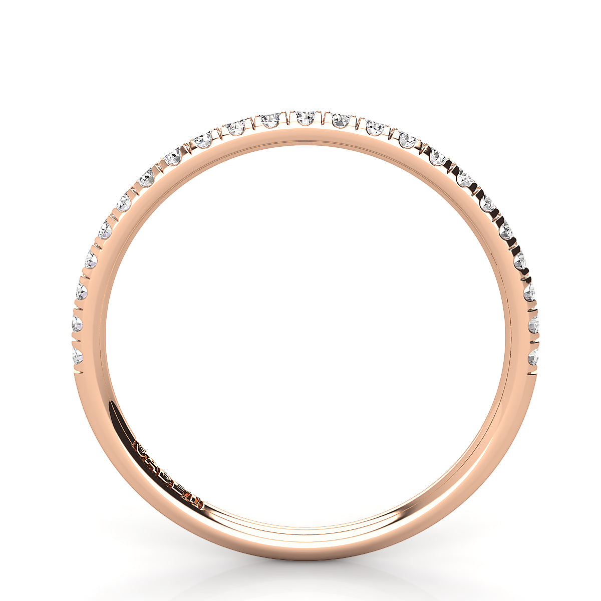 French Pave Petite Rounded Comfort Fit Wedding Band