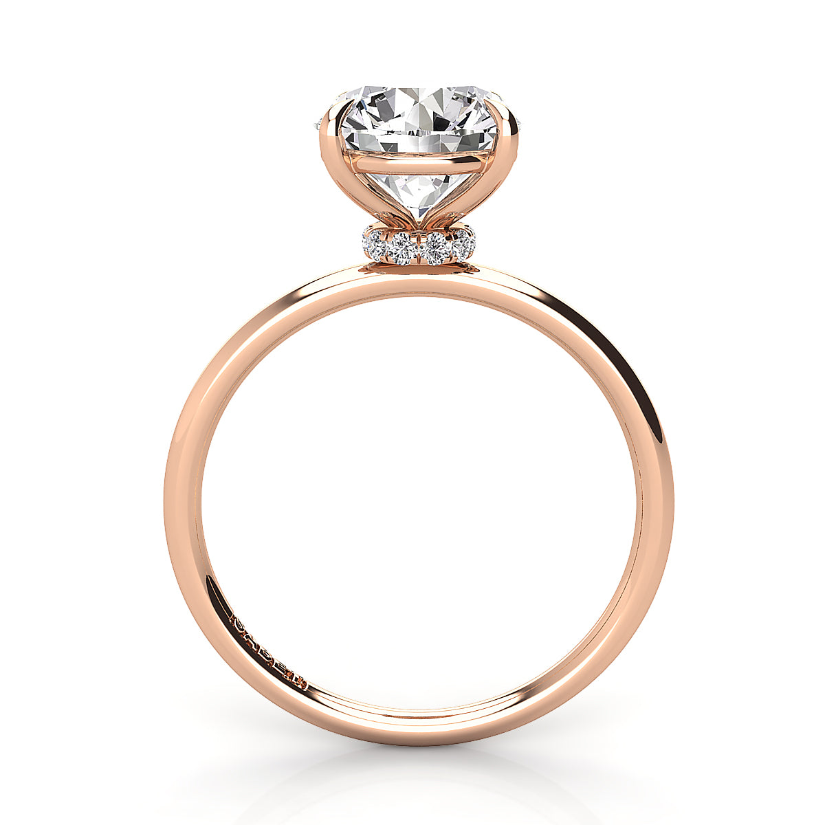 Round Pave Engagement Ring with Diamond Belt 0.05ct