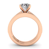 Oval Diamond Engagement Ring Set .21ct Milgrain