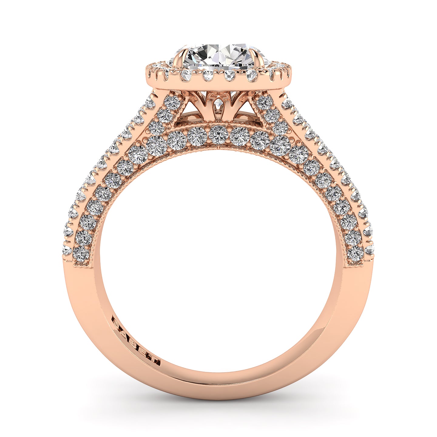 Split Shank Round Diamond Halo Engagement Ring 1.05ct