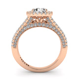 Split Shank Round Diamond Halo Engagement Ring 1.05ct