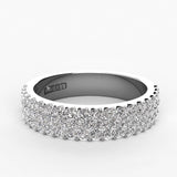 Pave Three Row Diamond Wedding Band 0.75ct