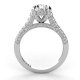 Three Sided Pave Round Diamond Engagement Ring 0.65ct