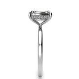 Solitaire Emerald Hidden Halo Engagement Ring