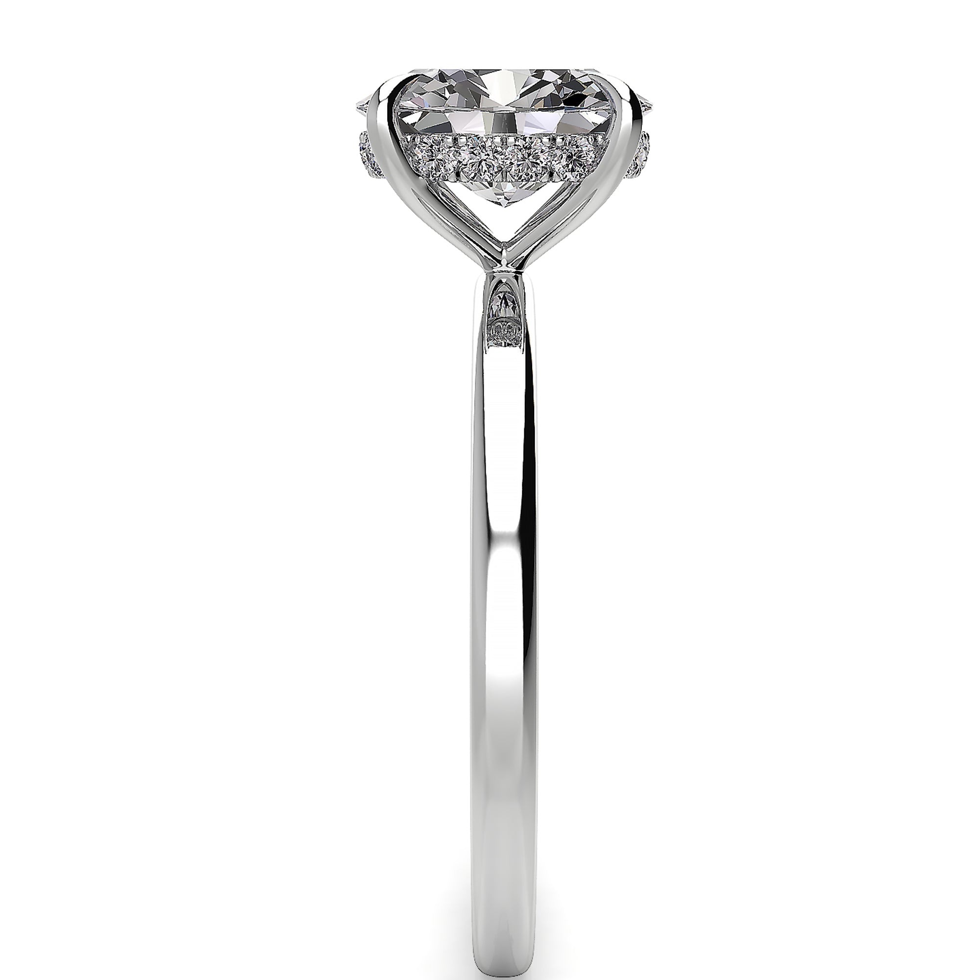 Solitaire Oval Hidden Halo Engagement Ring