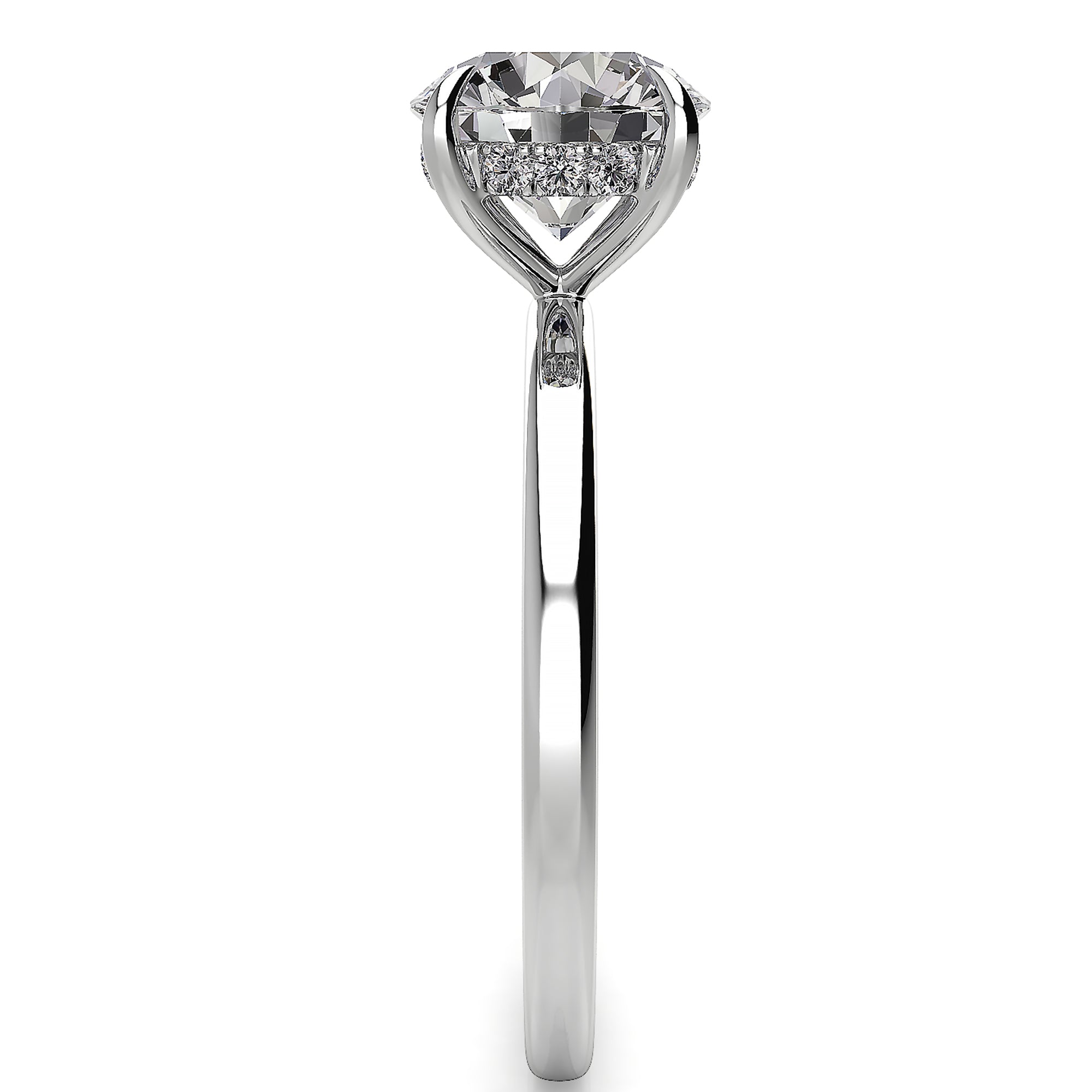 Solitaire Round Hidden Halo Engagement Ring