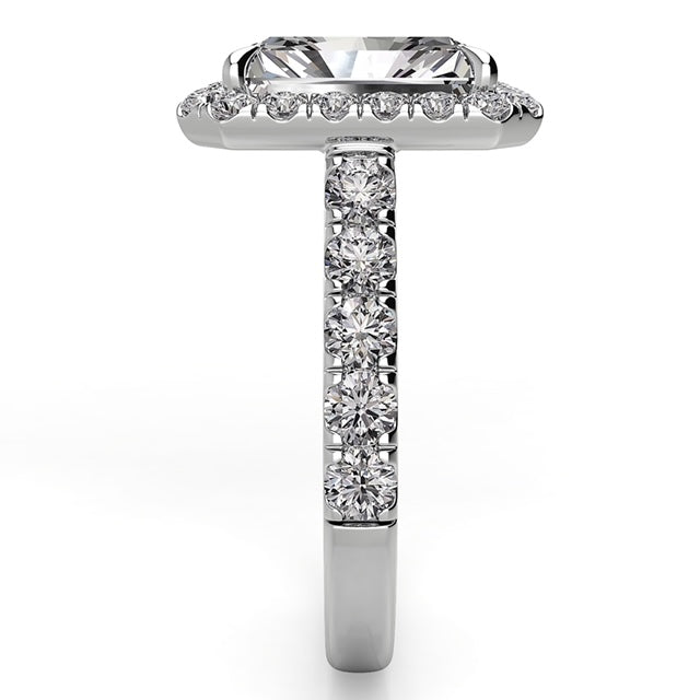 Radiant Diamond Halo Engagement Ring 1.03ct