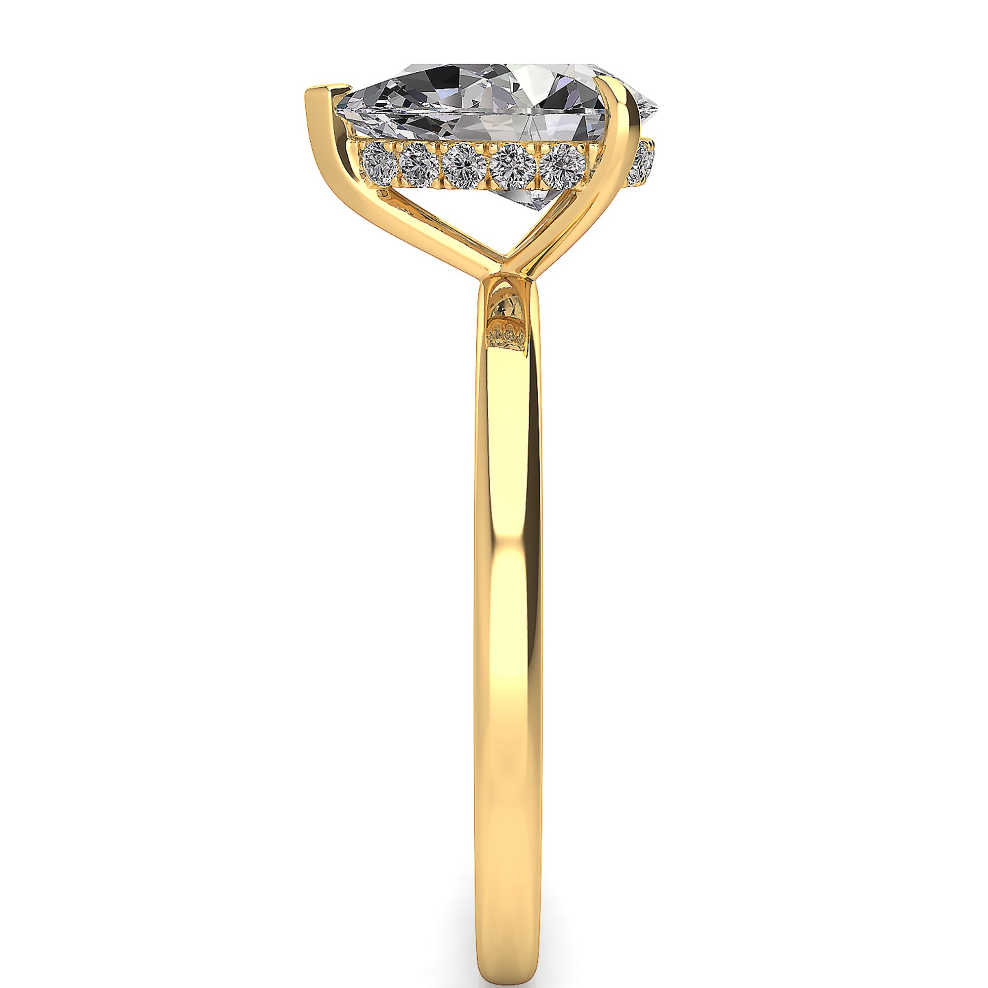 Solitaire Pear Shape Hidden Halo Engagement Ring