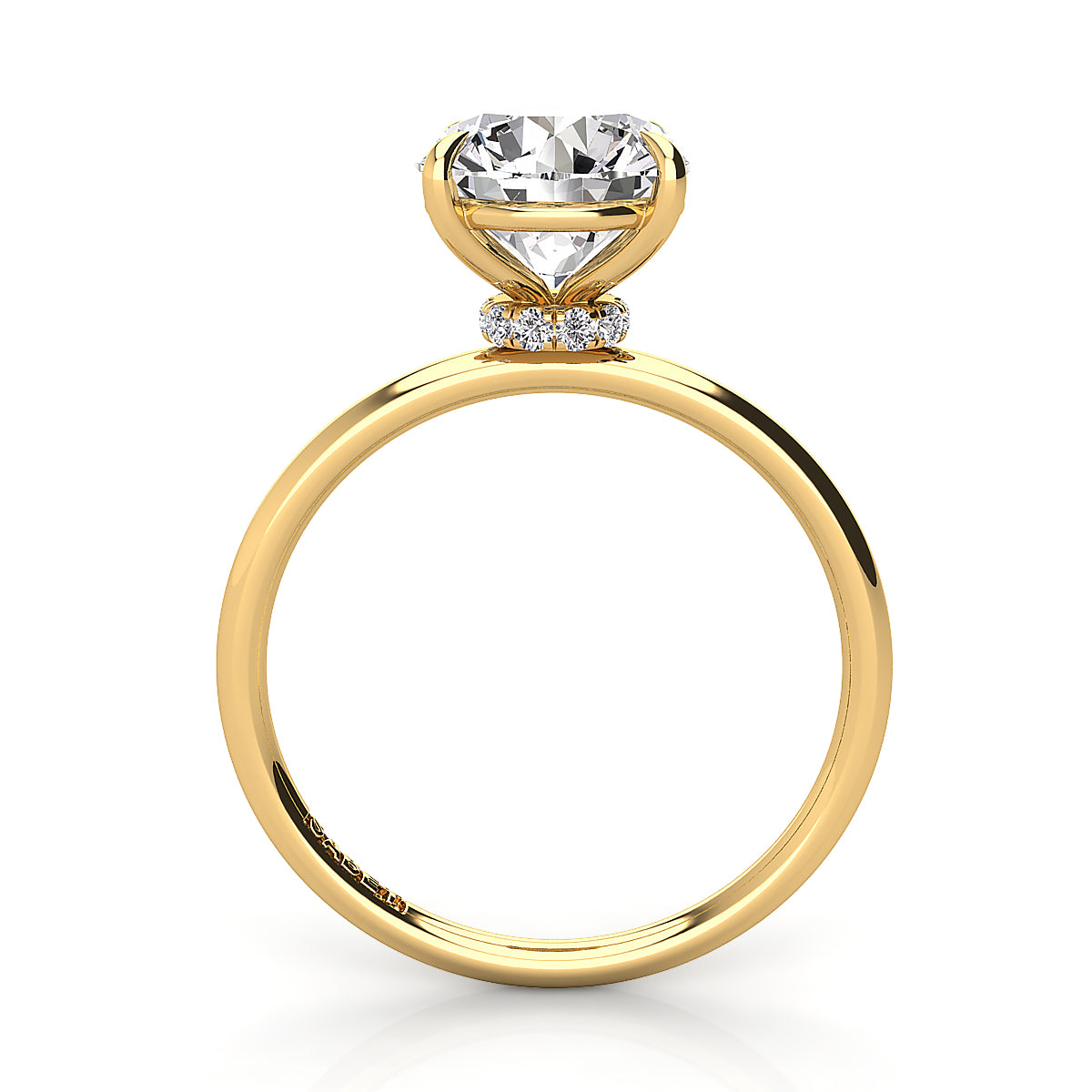 Round Pave Engagement Ring with Diamond Belt 0.05ct