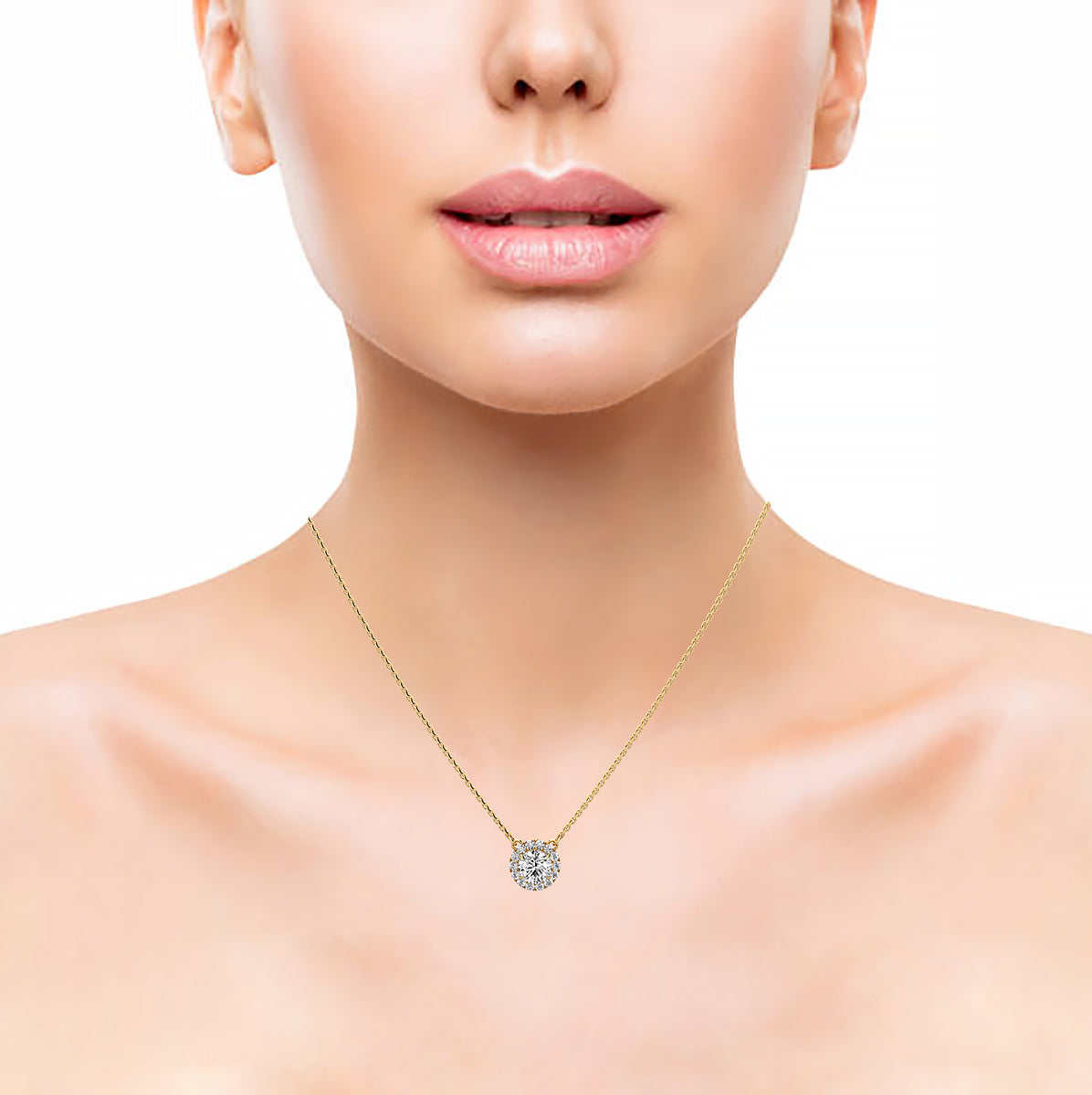 Halo Diamond Pendant and Chain 5mm