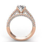 Three Sided Pave Oval Diamond Engagement Ring Set 1.33ct