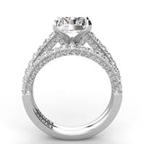 Three Sided Pave Radiant Diamond Engagement Ring Set 1.33ct