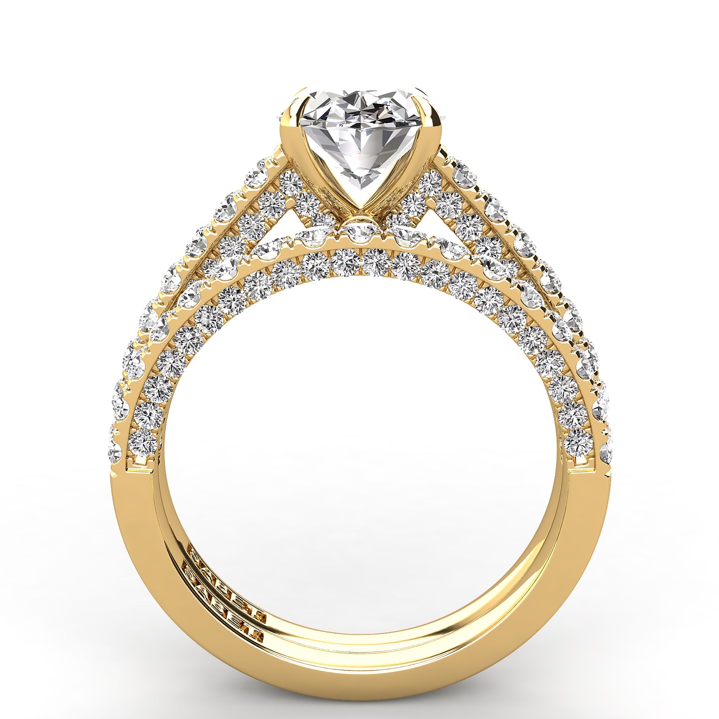 Three Sided Pave Oval Diamond Engagement Ring Set 1.33ct