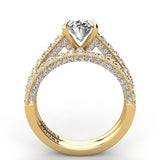 Three Sided Pave Oval Diamond Engagement Ring Set 1.33ct