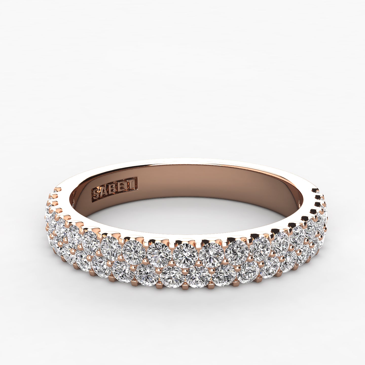 Pave Two Row Diamond Wedding Band 0.52ct