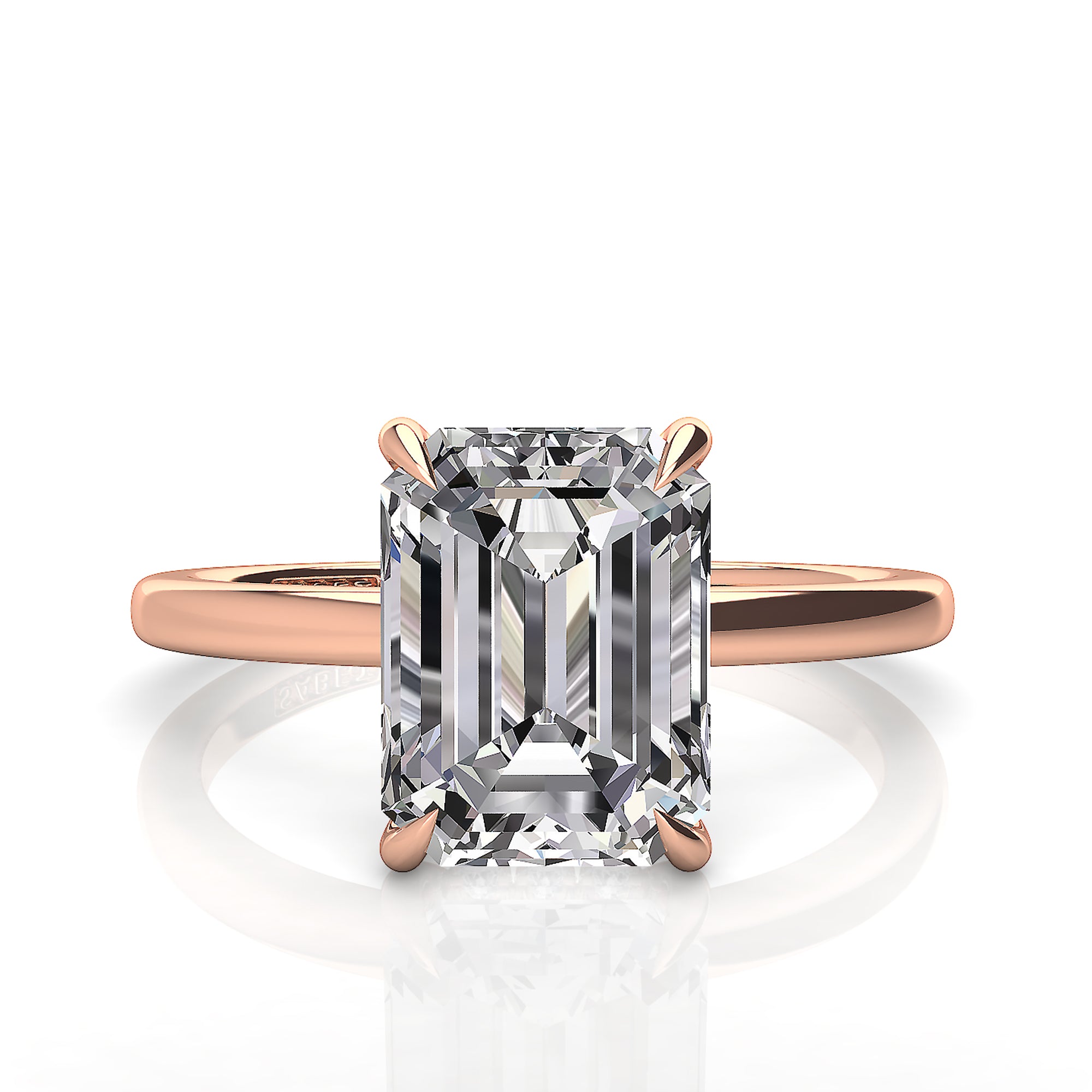 Solitaire Emerald Hidden Halo Engagement Ring