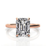 Solitaire Emerald Hidden Halo Engagement Ring