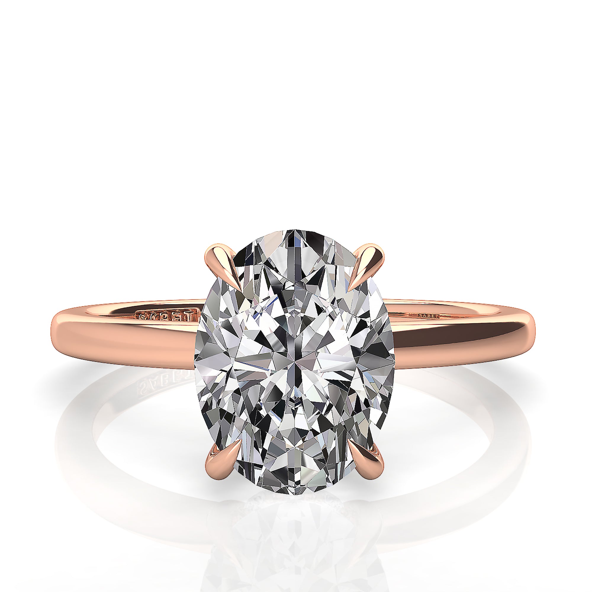 Solitaire Oval Hidden Halo Engagement Ring