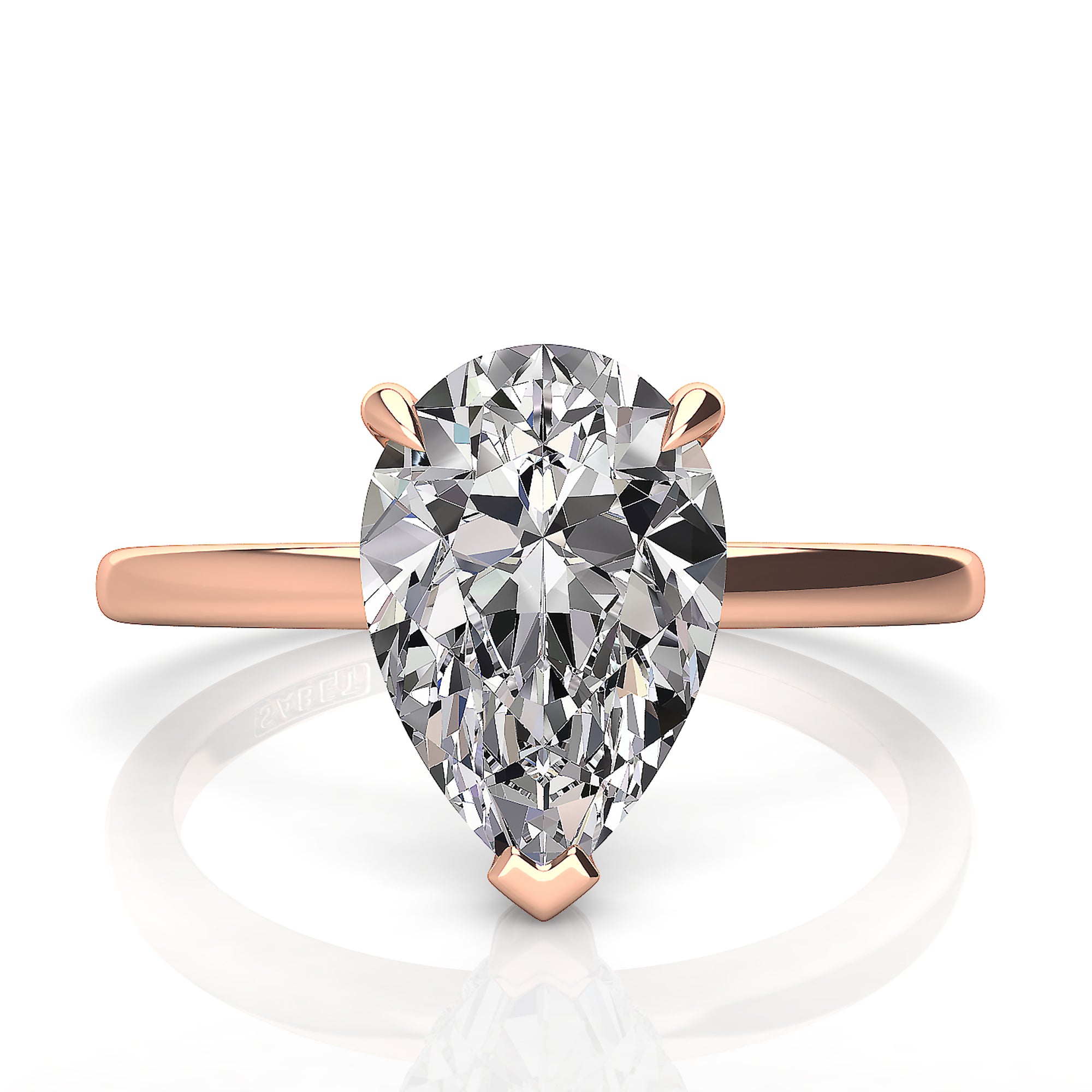 Solitaire Pear Shape Hidden Halo Engagement Ring