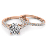 Three Sided Oval Diamond Engagement Ring Set 1.36ct